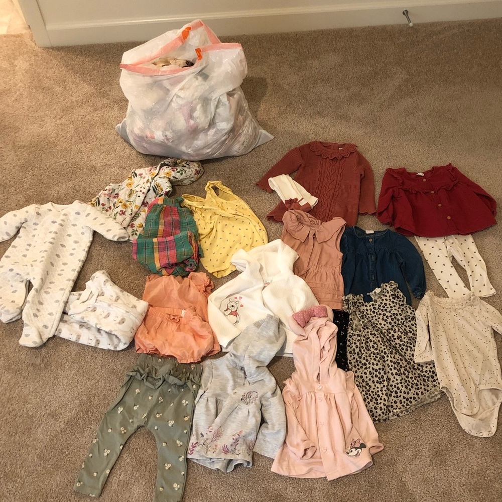 Bag full of brand new or gently worn baby girl clothes (mostly 6-9 months)